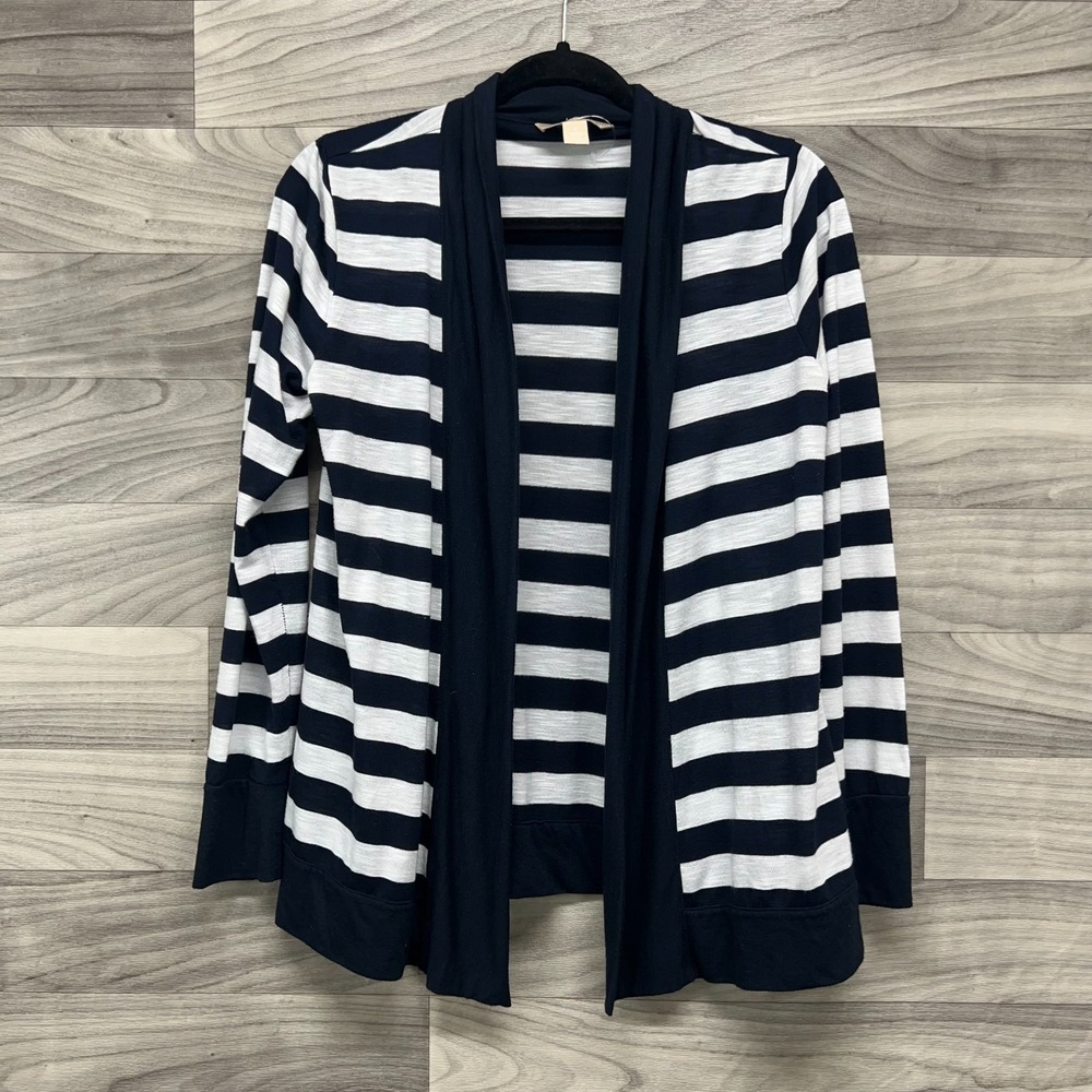 Banana Republic Cardigan Sweater Women's S Blue Striped Long‎ Sleeve Open Front